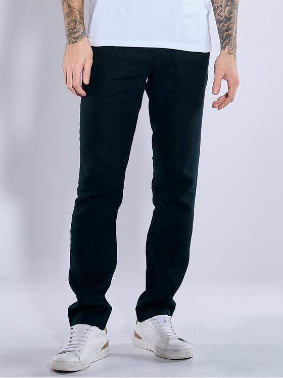 emilio adani Herren Chino aus Leinen Schwarz 37055