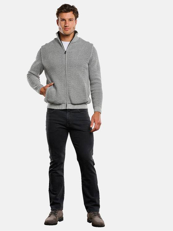 engbers Herren Strickjacke mit Teddykragen Silbergrau 33929