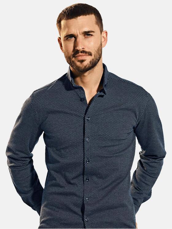 emilio adani Herren Jerseyhemd mit Minimalmuster Blau 30907