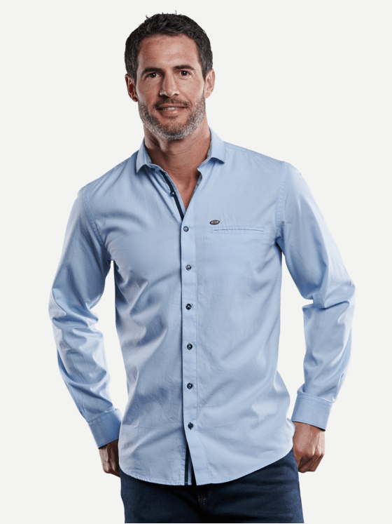 engbers Herren Hemd uni Hellblau 28804