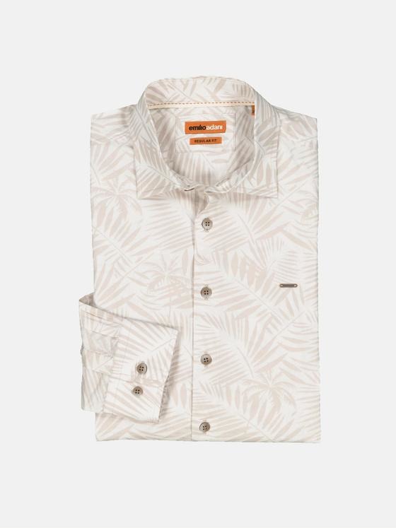 emilio adani Herren Langarm-Hemd gemustert Beige 35117
