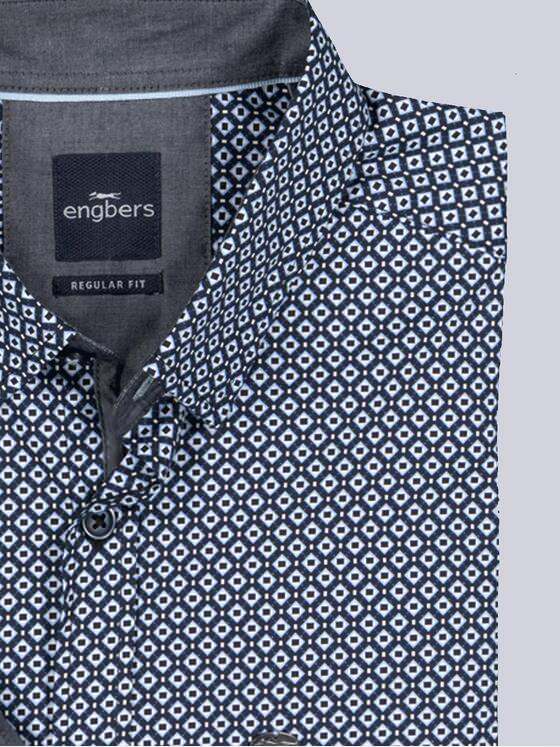 engbers Herren Langarm-Hemd gemustert Mittelblau 36086