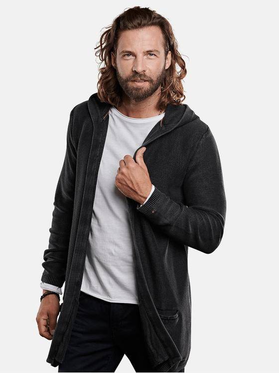 emilio adani Herren modischer Cardigan mit Kapuze Grau 28940