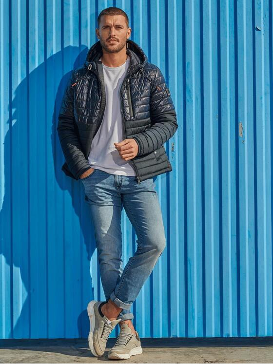 emilio adani Herren Steppjacke leicht glänzend Blau 32565