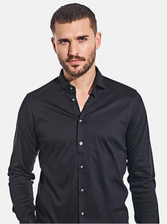 emilio adani Herren Langarmhemd "My Favorite" aus Jersey Schwarz 36228