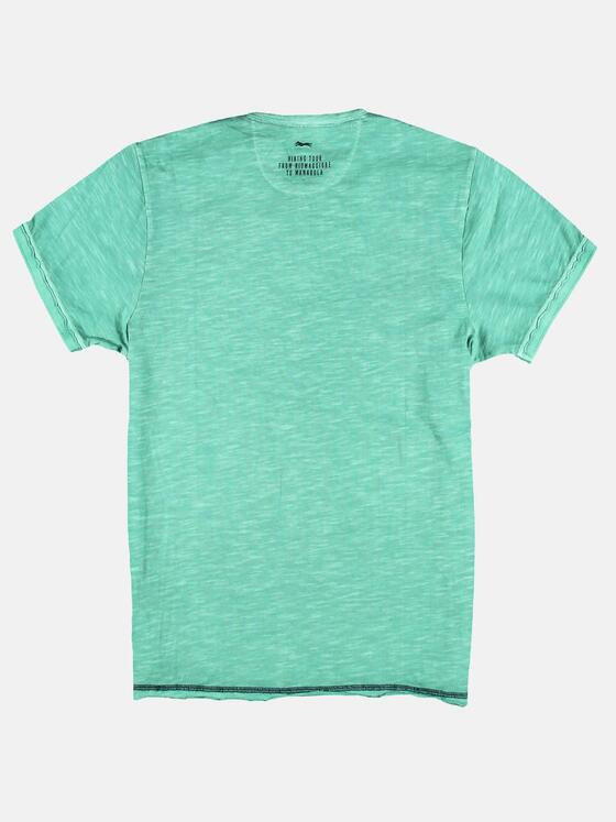 engbers Herren T-Shirt mit Knopfleiste und Kontrastdetails Grün 29800