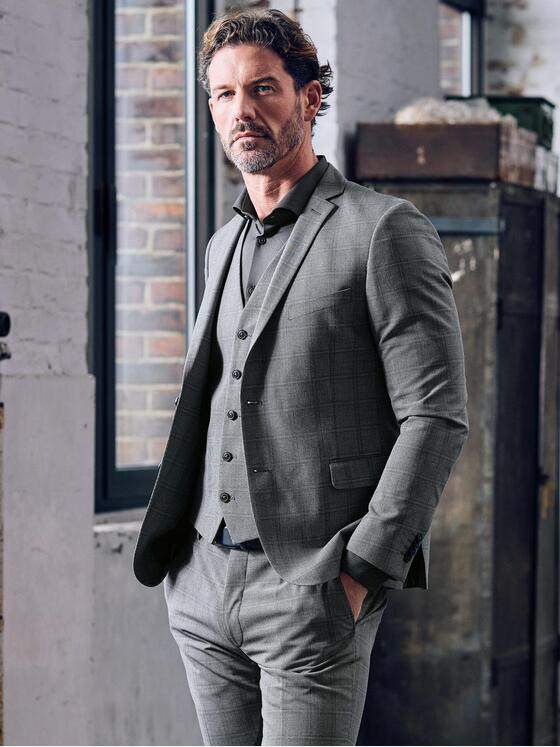 emilio adani Herren Anzugsakko slim fit Dunkelgrau 39817