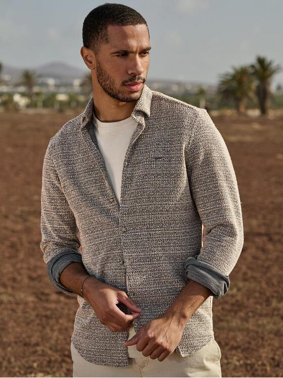 emilio adani Herren Langarm-Hemd slim fit Braun 36221