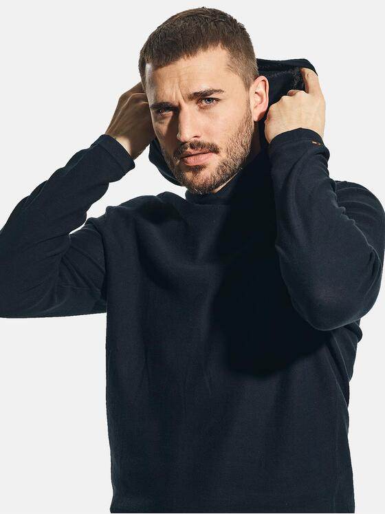 emilio adani Herren Sportiver Strickpullover mit Kapuze Schwarz 31230