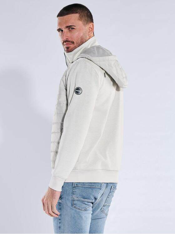 emilio adani Herren Sweatjacke mit abnehmbarer Kapuze Silbergrau 40079