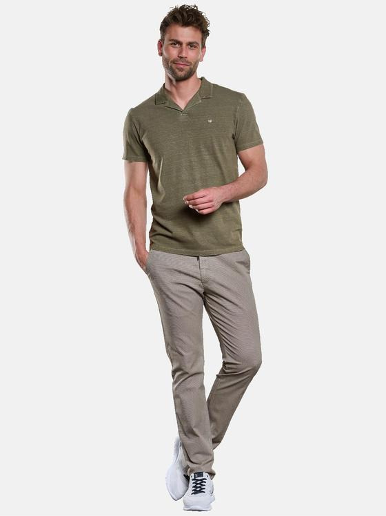 ENGBERS GERMANY Herren Polo-Shirt mit Leinen-Anteil Oliv 33107