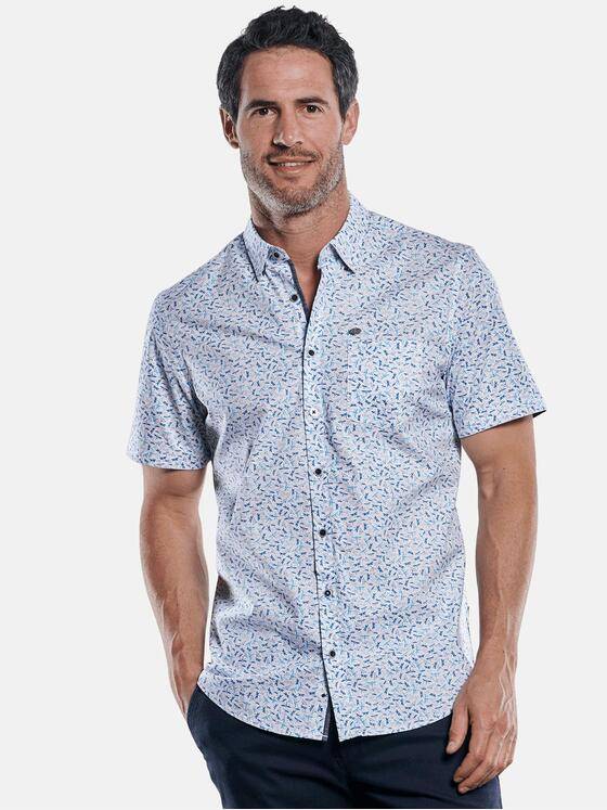 engbers Herren Modische Comfort-Stretch-Hemd mit Libellen-Print Blautuerkis 29636