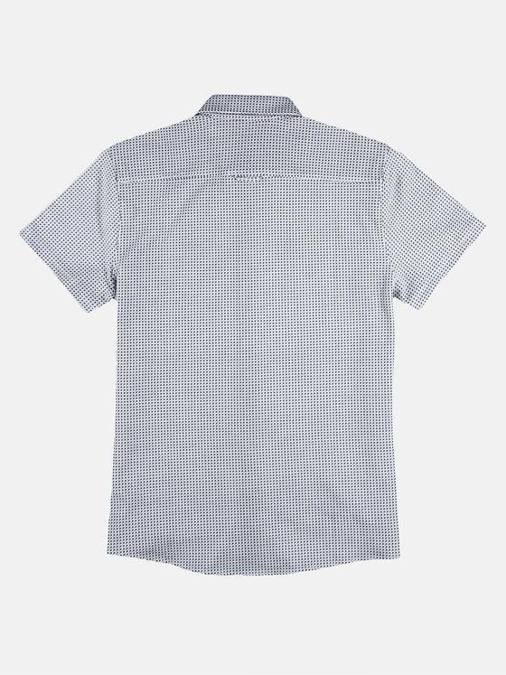 engbers Herren Baumwollhemd mit Minimal-Druck Mittelblau 29513