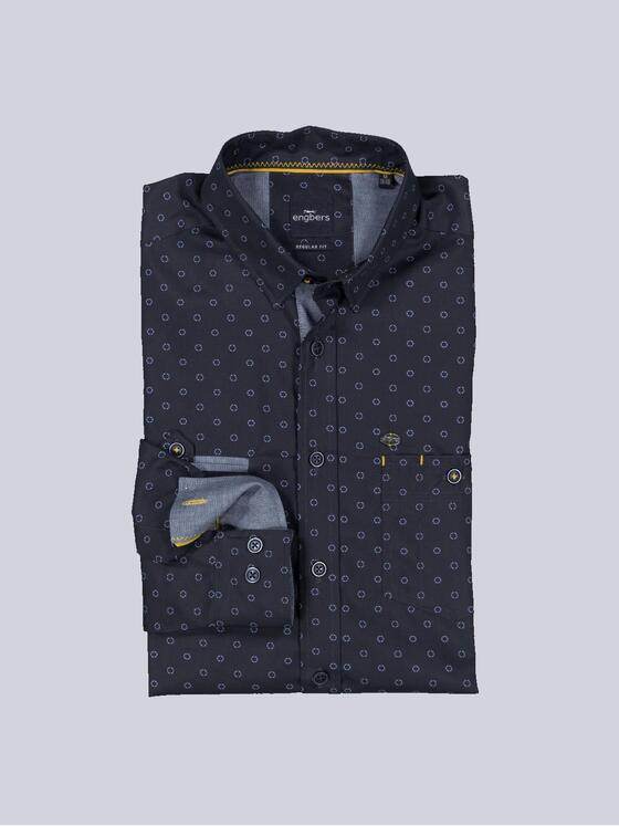engbers Herren Langarm-Hemd gemustert Blau 36163