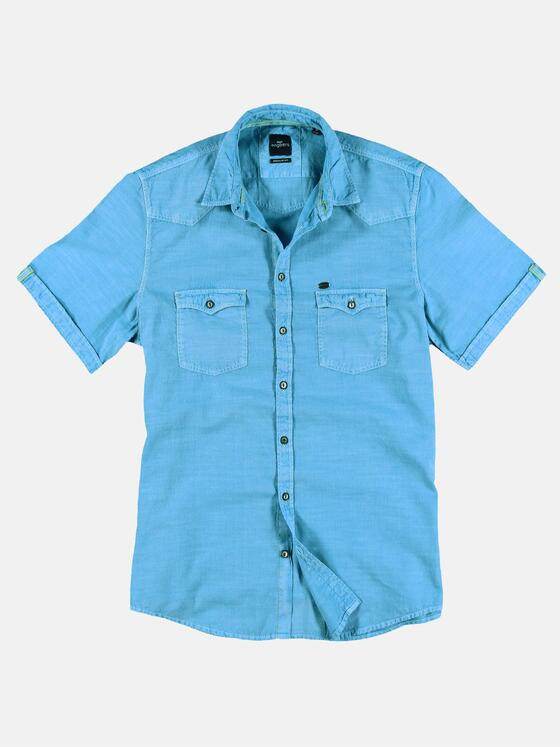 engbers Herren Sommerhemd mit dezenten Kontrastdetails Cyanblau 29846