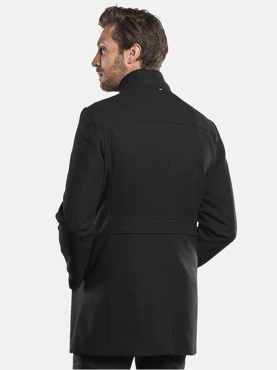 emilio adani Herren Mantel mit verdeckter Knopfleiste Schwarz 30223