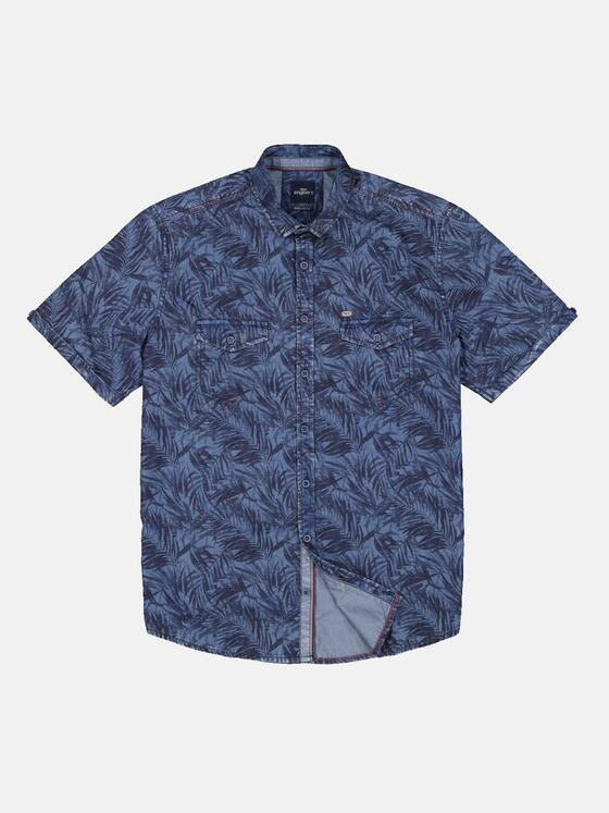 engbers Herren Kurzarm-Hemd gemustert Blau 34354