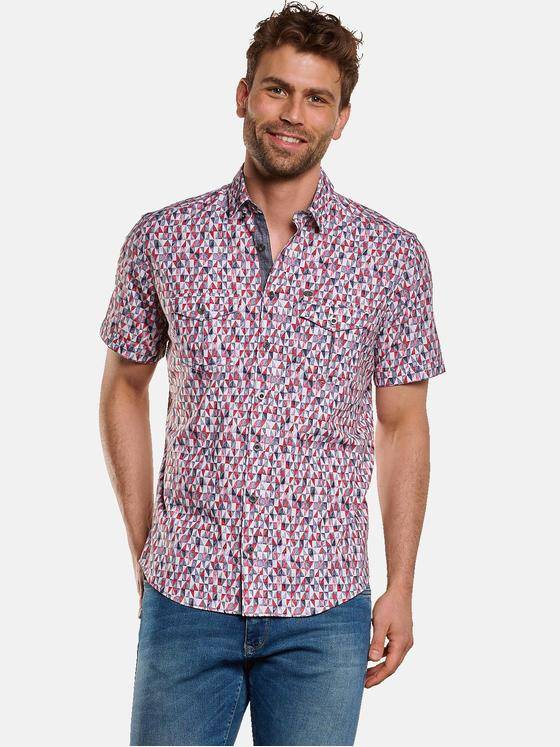 engbers Herren Kurzarm-Hemd gemustert Feuerrot 33065