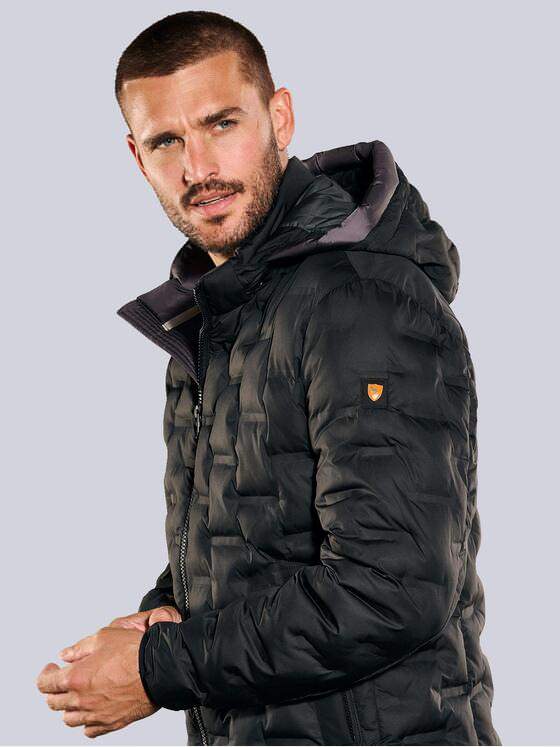 emilio adani Herren Steppjacke mit abnehmbarer Kapuze Schwarz 35200