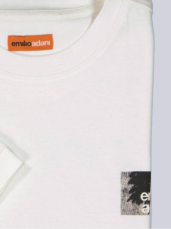 emilio adani Herren Rundhals T-Shirt Reinweiss 40762