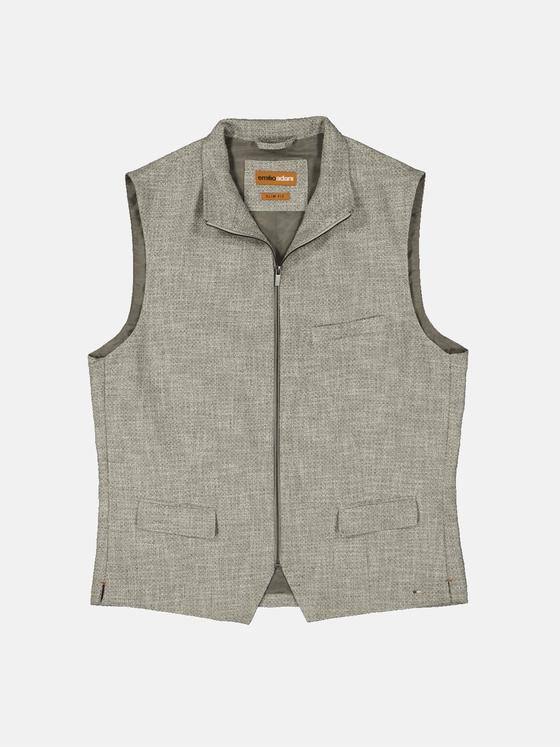 emilio adani Herren Sakko-Weste mit Zipper Beige 34609