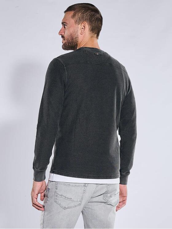 emilio adani Herren Longsleeve mit Rundhalsausschnitt Anthrazit 41401