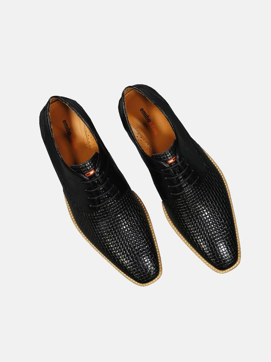 emilio adani Herren Business-Schuh aus Leder Schwarz 35114
