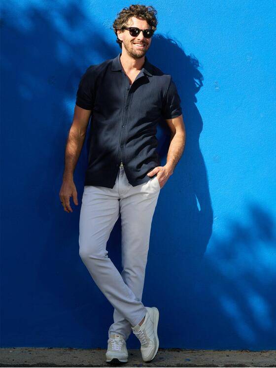 emilio adani Herren Poloshirt mit Knopfleiste Saphirblau 40790