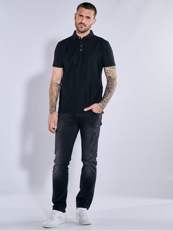 emilio adani Herren Polo-Shirt strukturiert Schwarz 37293
