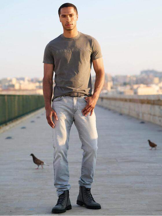 emilio adani Herren T-Shirt mit Print Dunkelbraun 39174