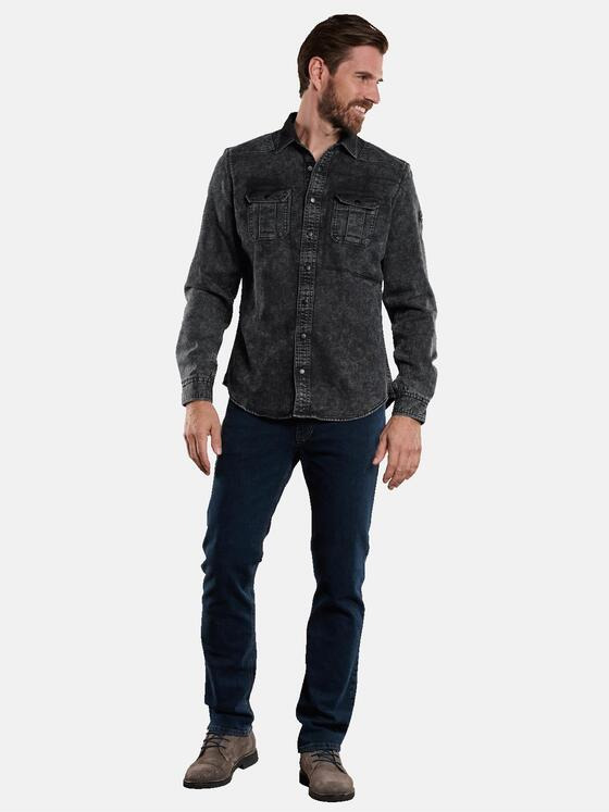 engbers Herren Langarm-Hemd  aus Sweatmaterial Blau 34101