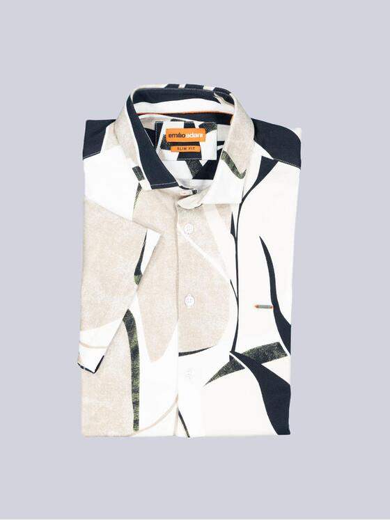 emilio adani Herren Kurzarm-Hemd gemustert Beige 38993