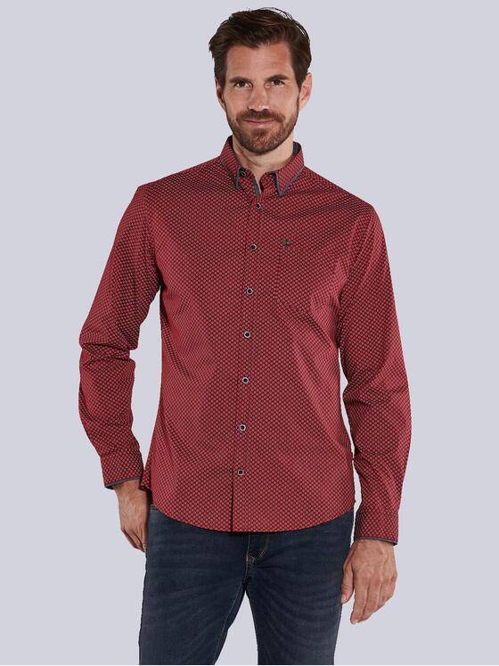 engbers Herren Langarm-Hemd gemustert Rot 36059