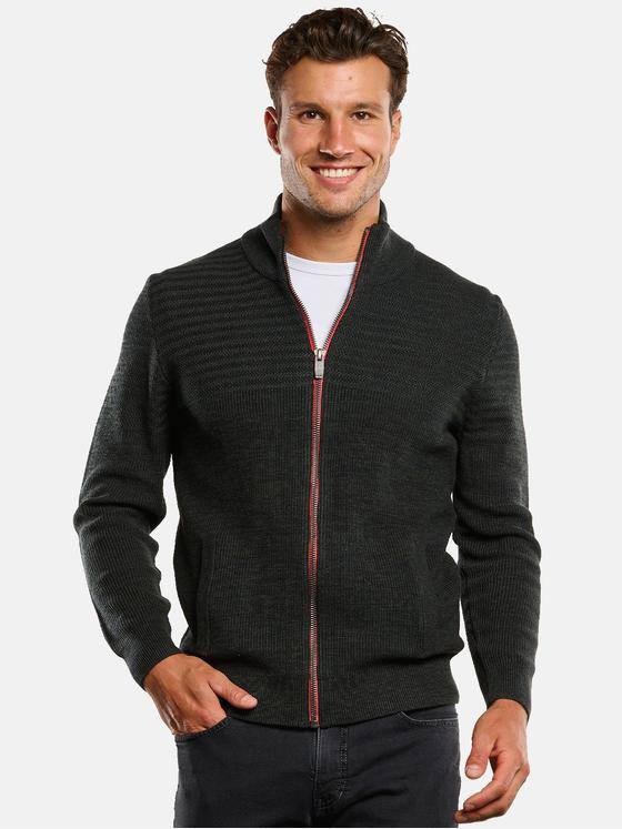 engbers Herren Strickjacke mit Stehkragen Oliv 33849