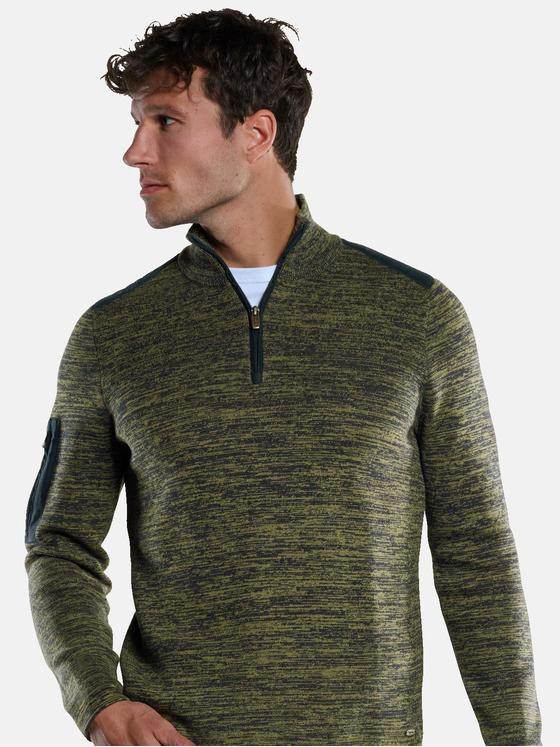 engbers Herren Pullover Troyerkragen Khaki 33930
