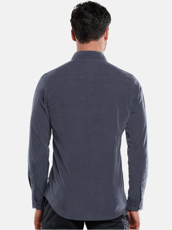 engbers Herren Langarm-Hemd aus Cord Marineblau 32007
