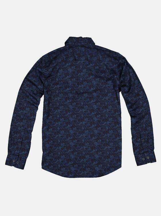 emilio adani Herren Langarm-Hemd mit Floralprint Blau 32288