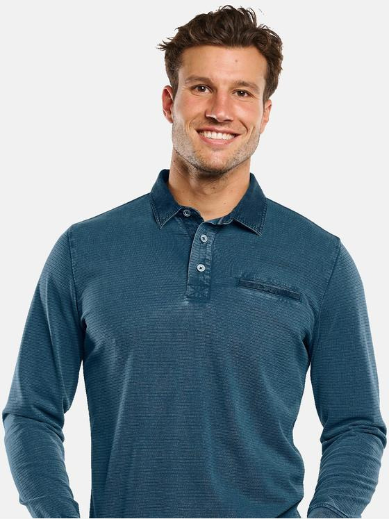 engbers Herren Langarm-Shirt gestreift Petrolblau 33772