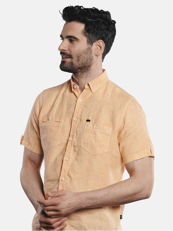 engbers Herren Kurzarm-Hemd aus Leinen Sonnenorange 31741