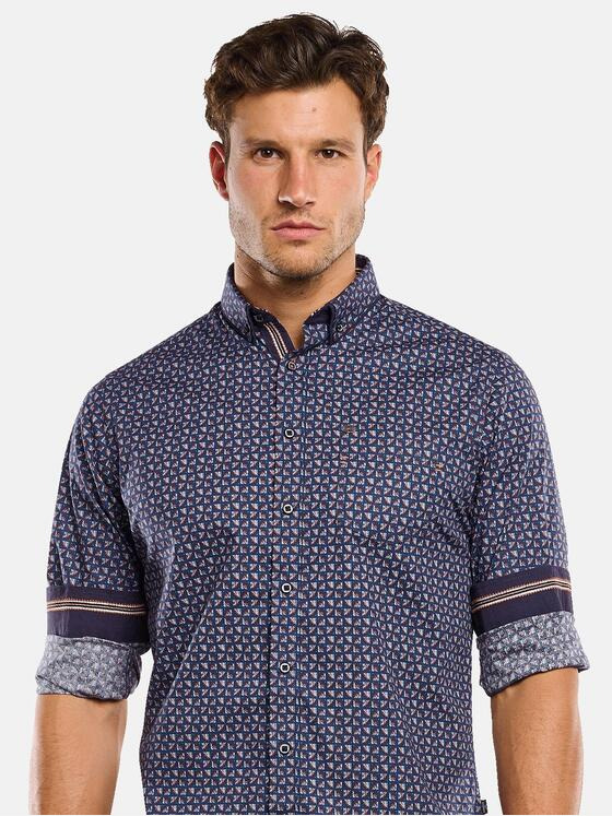 engbers Herren Langarm-Hemd gemustert Blau 33659