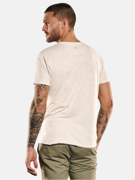 emilio adani Herren Basic-Shirt aus Leinenmix Beige 33013