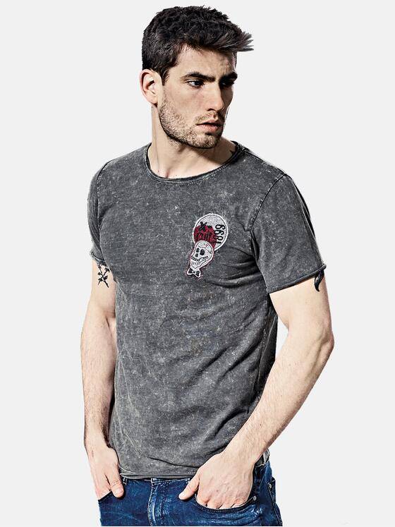 emilio adani Herren Rundhals T-Shirt Grau 25698
