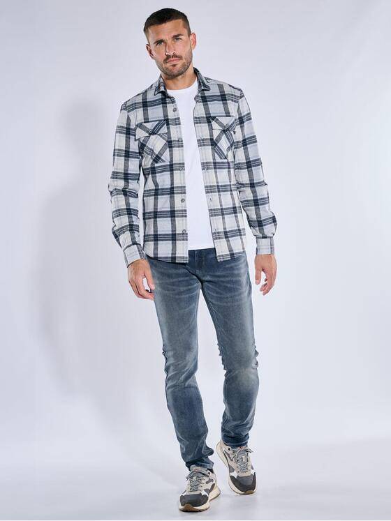 emilio adani Herren Langarm-Hemd kariert Mittelblau 39684