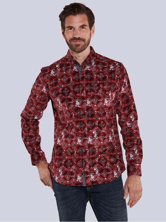 engbers Herren Langarm-Hemd gemustert Rot 35603