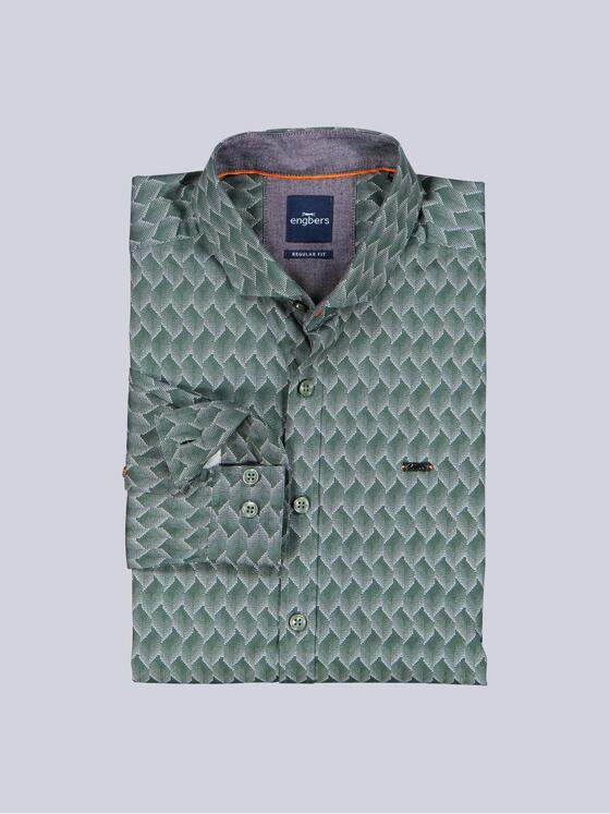 engbers Herren Langarm-Hemd gemustert Oliv 39195