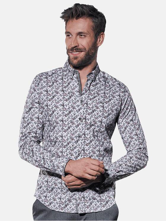 emilio adani Herren Bedrucktes Langarmhemd Rot 30814