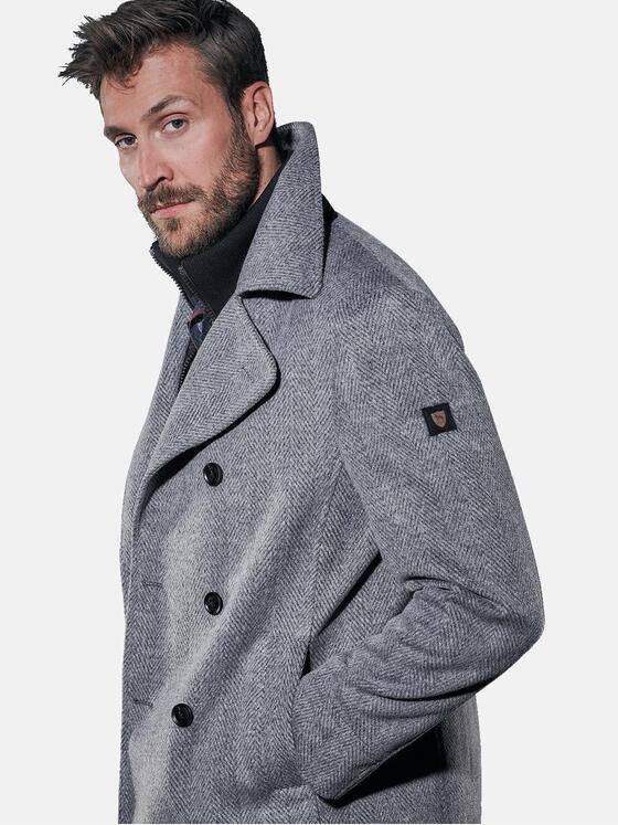 emilio adani Herren Zweireihige Cabanjacke Grau 30777