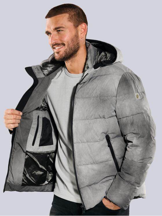 emilio adani Herren Steppjacke mit Kapuze Grau 35426