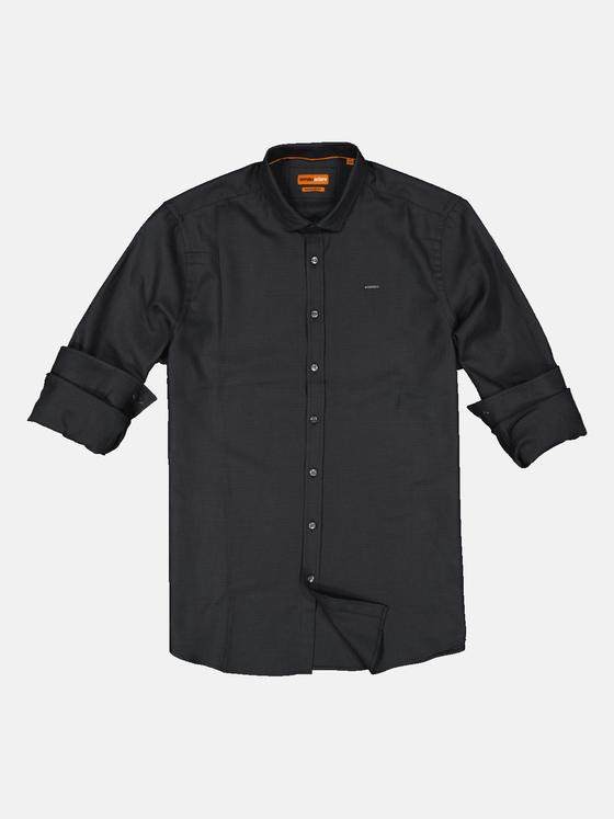 emilio adani Herren Langarm-Hemd uni Schwarz 34402