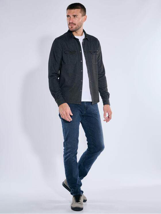 emilio adani Herren Langarm-Shirt mit Polokragen Schwarz 39580